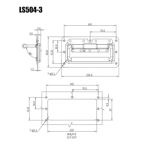 Poignée pliante LS504 pour trappe de sol et aménagement de van - 3
