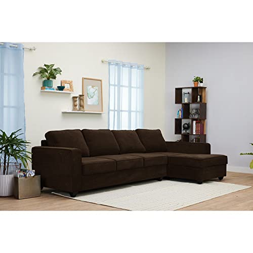 Image of Wakefit Sofa Set | 3 Year Warranty | Sofa 3 Seater, 3 Seater Sofa for Living Room, Wooden Sofa Set, 3 Seater + Right Aligned, Sofa for Living Room - Napper(Malphino : Dark Earth)