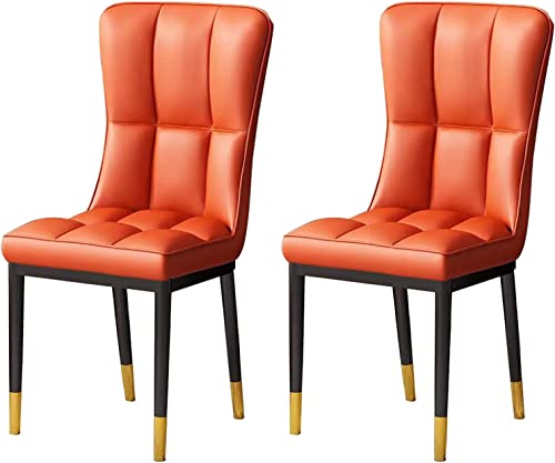 Juego de 2 sillas de comedor acolchadas de poliuretano nórdico moderno con marco de hierro dorado y negro, silla de oficina/restaurante, sillas versátiles de maquillaje y escritorio para interiores