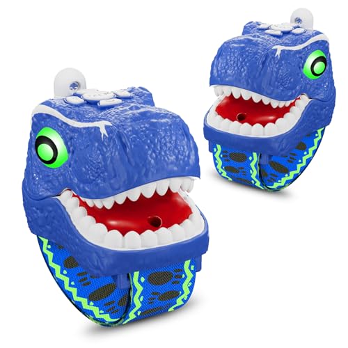 Image of Dinosaur Walkie Talkies for Kids, 2 Pack T-Rex Dino Wrist Walkie Talkies for Boys Girls Ages 3-12, 3 Channel Long Range Kids Toys for Camping Outdoor Adventures, Christmas Birthday Gifts