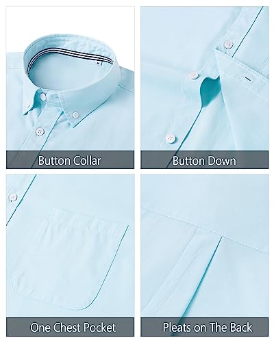 Image of J.VER Men's Oxford Shirt Solid Casual Button Down Collar Shirts Long Sleeve Dress Shirts with Pocket