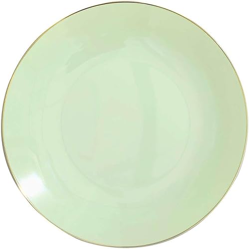 Miniatura 195 de Efavormart - Paquete de 10 platos redondos de plástico martillado transparente de 9 pulgadas para aperitivos de postres con borde dorado, plato