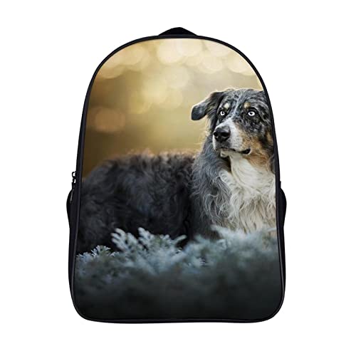 Mochila de viaje escolar informal con estampado de pastor australiano