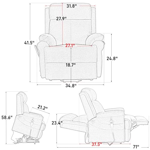 Sillón Chenille Relax Eléctrico para Sala miniatura 2