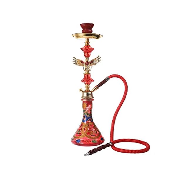 XXIXXV Hookah arabische Hookah Set (rot) Chicha Einzelschlauch Hookah Bowl Glas Shisha Basis komplett Räuchern Gras…