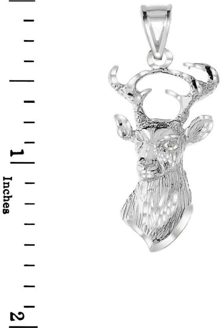 Claddagh Gold Textured Buck Deer Head Fine Pendant Necklace Real Solid .925 Sterling Silver