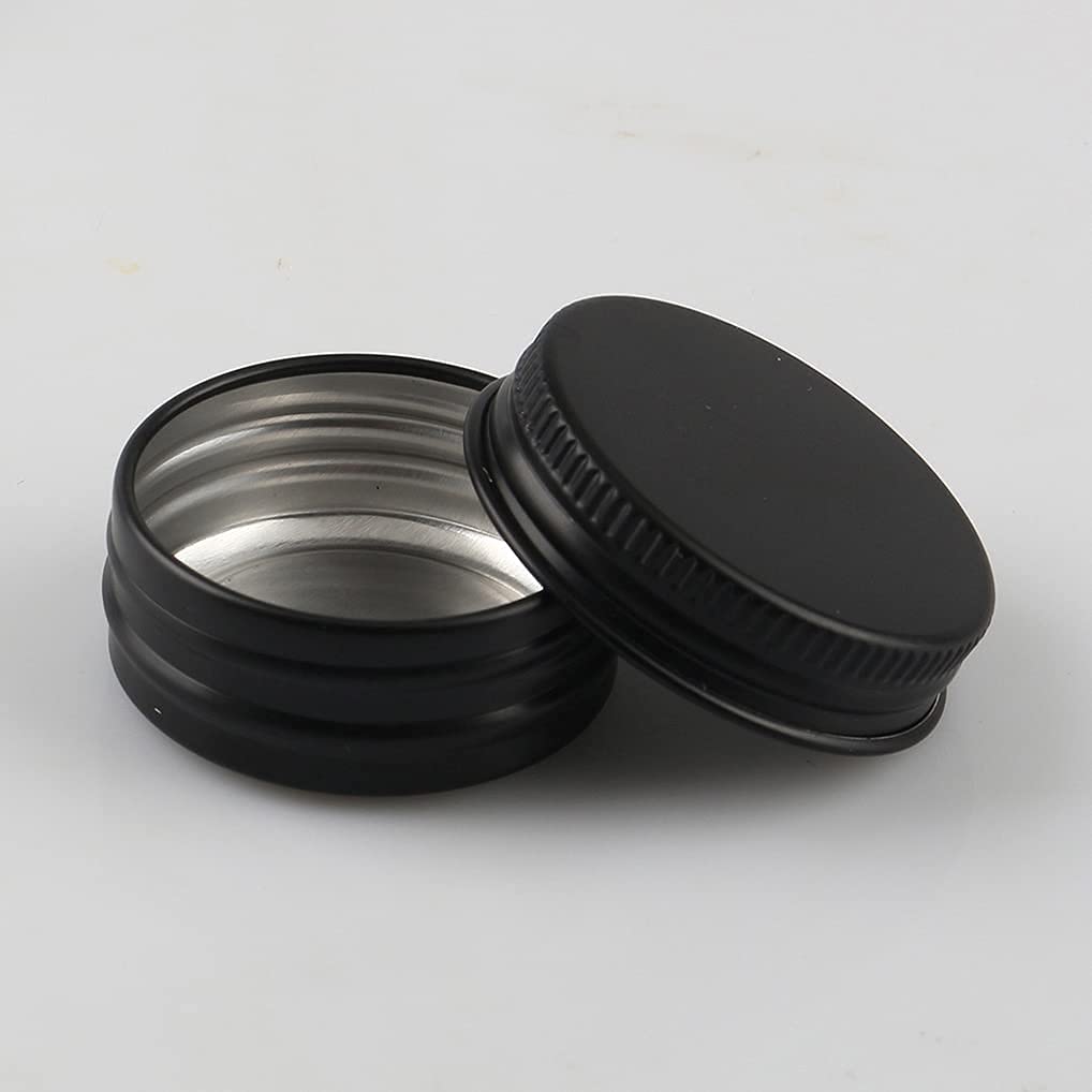 10 Piezas Tarros de Aluminio con tapa Rosca 15ml, Negro Mate Tarros de Aluminio Vacíos Redondo para Contenedor De Cosméticos Cremas Caja de almacenaje con 5 Espátula y 1 Etiqueta — view 3