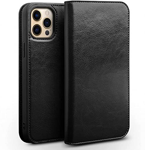 Étui portefeuille pour iPhone 13 Pro coque antichoc cuir véritable 6.1"