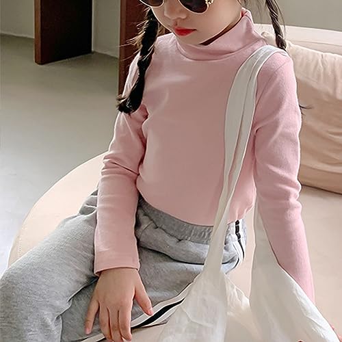 Boys Girls Turtleneck Kids Fashion Long Sleeve Soft Cotton T-Shirts Solid Color Short Sleeve Long Shirts for Leggings2
