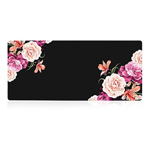 iLeadon Desk Pad Protector, Large Gaming Mouse Pad 35.1 x 15.75-inch 2.5mm Thick, Cute Desk Decor, Office Desk Writing Pad with Non-Slip Rubber Base for Home Office Work Accessories, Peony Flower