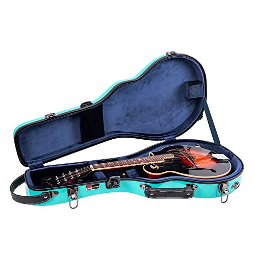 Image of Crossrock Case - Fiberglass Mandolin Case - Fits Both A & F Styles - Padded Straps, Accessory Compartment, Fixed & Removable Padding - Includes TSA Lock - Mint Blue (CRF1020MAFMB)