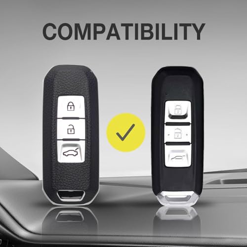Image of BKN Luxury Metal Soft Car Key Cover Shell with Keychain & Full Protection Compatible with MG Hector 3 Button Smart Key Cover Full Metal Protections Special Feature Visible in Low-Light Conditions