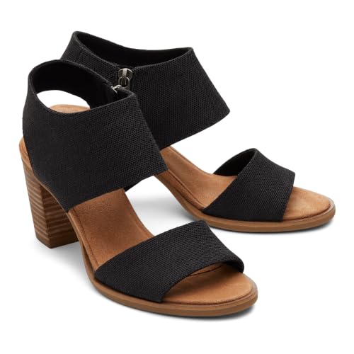 TOMS Women's Majorca Cutout Heeled Sandal, Black Melange Woven, 7.5 - image 8