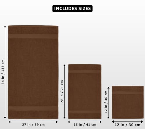 Image of Utopia Towels 8-Piece Premium Towel Set, 2 Bath Towels, 2 Hand Towels, and 4 Wash Cloths, 600 GSM 100% Ring Spun Cotton Highly Absorbent Towels for Bathroom, Gym, Hotel, and Spa (Brown)