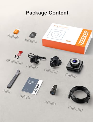 iZEEKER 1440P Dash Cam Front and Rear with FREE SD Card, 2.5K QHD Car Camera Dashboard, Dual Dashcam for cars with Night Vision, WDR, Loop Recording, G-sensor, 24/7 Parking Monitoring Supports - Image 8