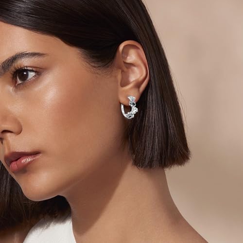 Black CZ Dog Earrings for Women Sterling Silver Big Paw Print Huggie Hoop Earrings Puppy Hoops Cat Pet Paw Hoops Earrings Cartilage Earrings Cute Animal Lovely Jewelry Gifts for Daughter Birthday4