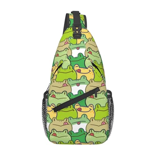 Sac à dos sling grenouille mignonne et colorée en polyester léger pour homme