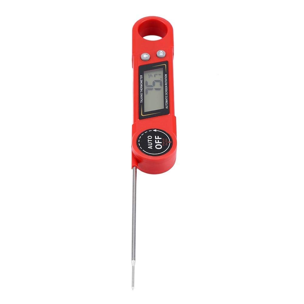 XINGYU Digitales Lebensmittelthermometer, sofort ablesbares Sprachtemperaturmessgerät für Fleisch mit Klappsonde für Grillküchen