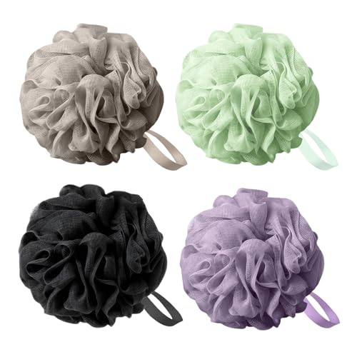 Flintronic 4PCS Esponja de Baño, 50g Esponja de Ducha Grande, esponja Exfoliante de Malla, Loofah De Ducha para Mujeres y Hombres, para Exfoliar, Limpiar y Calmar La Piel