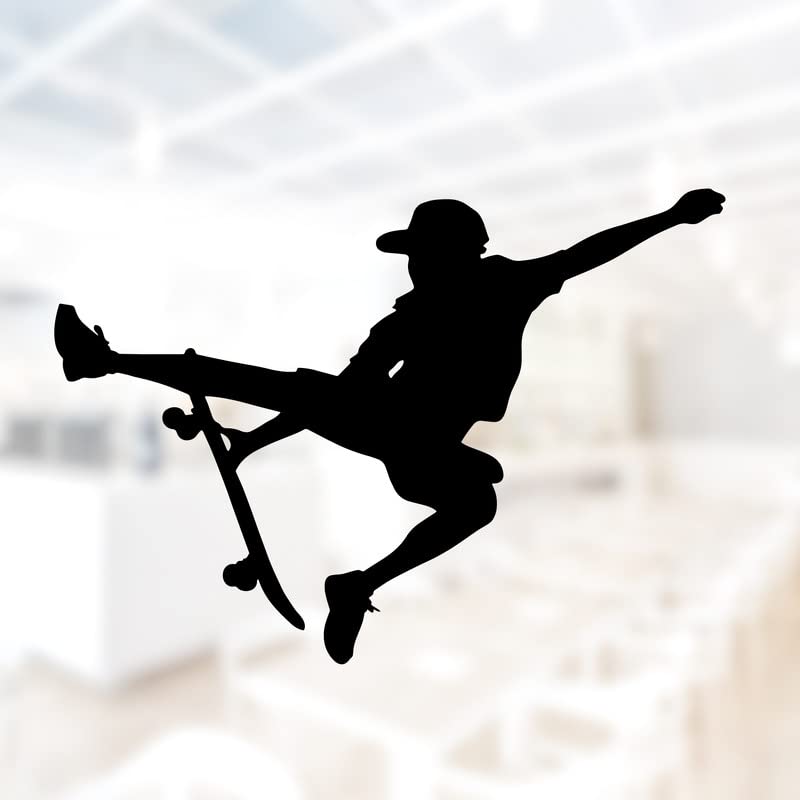 Autocollant en vinyle Boy On Skateboard pour voitures et ordinateurs Sticky Bomb noir
