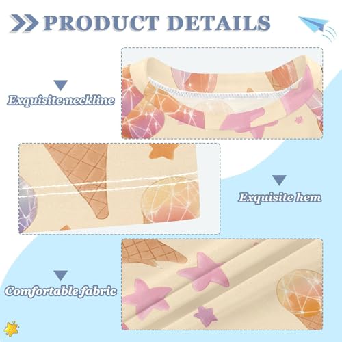 ALAZA Kids Rash Guard Girls Toddler Swim Shirts Short Sleeve Ice Cream Cute UPF 50+ 3T3