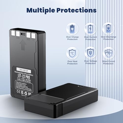 Image of 2 Pack LIT-22 7000mAh Rechargeable Battery for SPYPOINT Flex-M, Flex G36,Plus&S Trail Cameras, Includes Type-C Cable