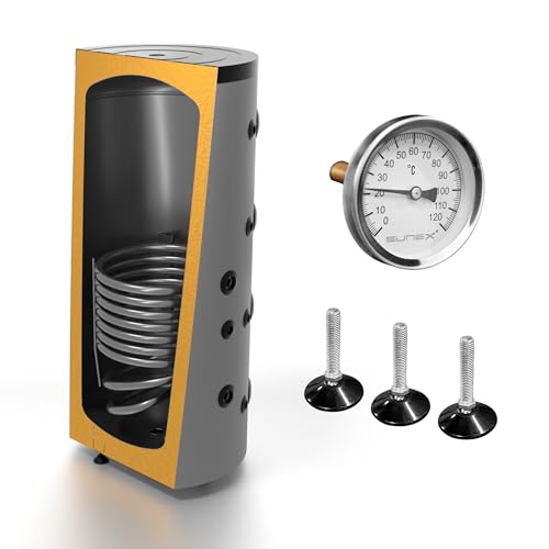 SUNEX® Pufferspeicher FISH S5 200l mit 1 Wärmetauscher | Stehend | Solaranbindung möglich...