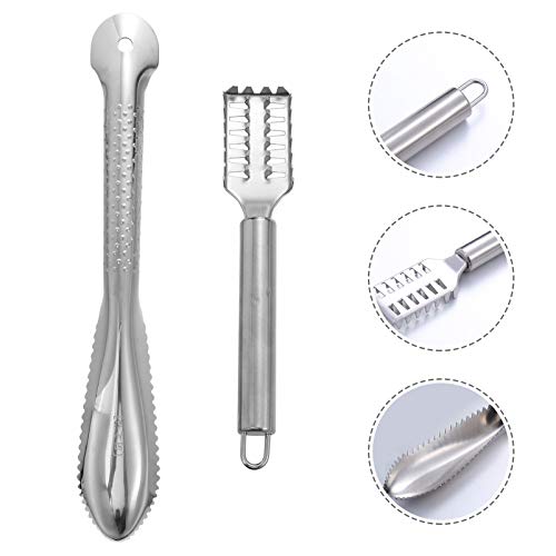 Hemoton 2Pcs Escamador de Peixe Mais Rápido Faca de Marisco Dente de Serra Ferramenta de Cozinha Lim