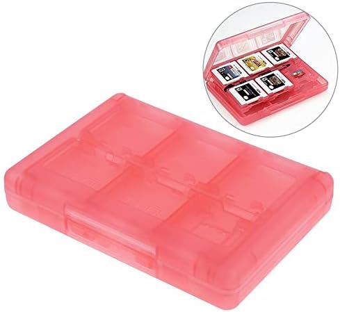 28-in-1 Game Card Case Storage Box for 3DS / 3DS / DSi/DSi XL/DSi LL/DS/DS Lite Protective Storage System Game Card Organizer Games Holder case Cartridge Storage Box Holder (pink) image 3
