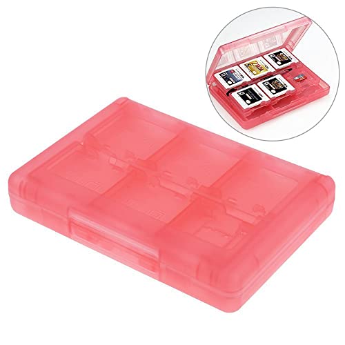 Caja de Almacenamiento 28 en 1 Estuche para Tarjetas de Juego 3DS / 3DS / DSi / DSi XL / DSi LL / DS / DS Portacartuchos Lite Porta Cartuchos de Plástico Organizador de Tarjetas (Pink)