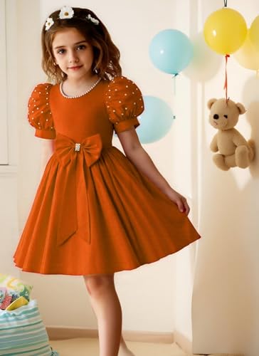 Satin Flower Girl Dresses for Wedding Beads Vintage Pageant Dress First Communion Gown with Bow Knot3