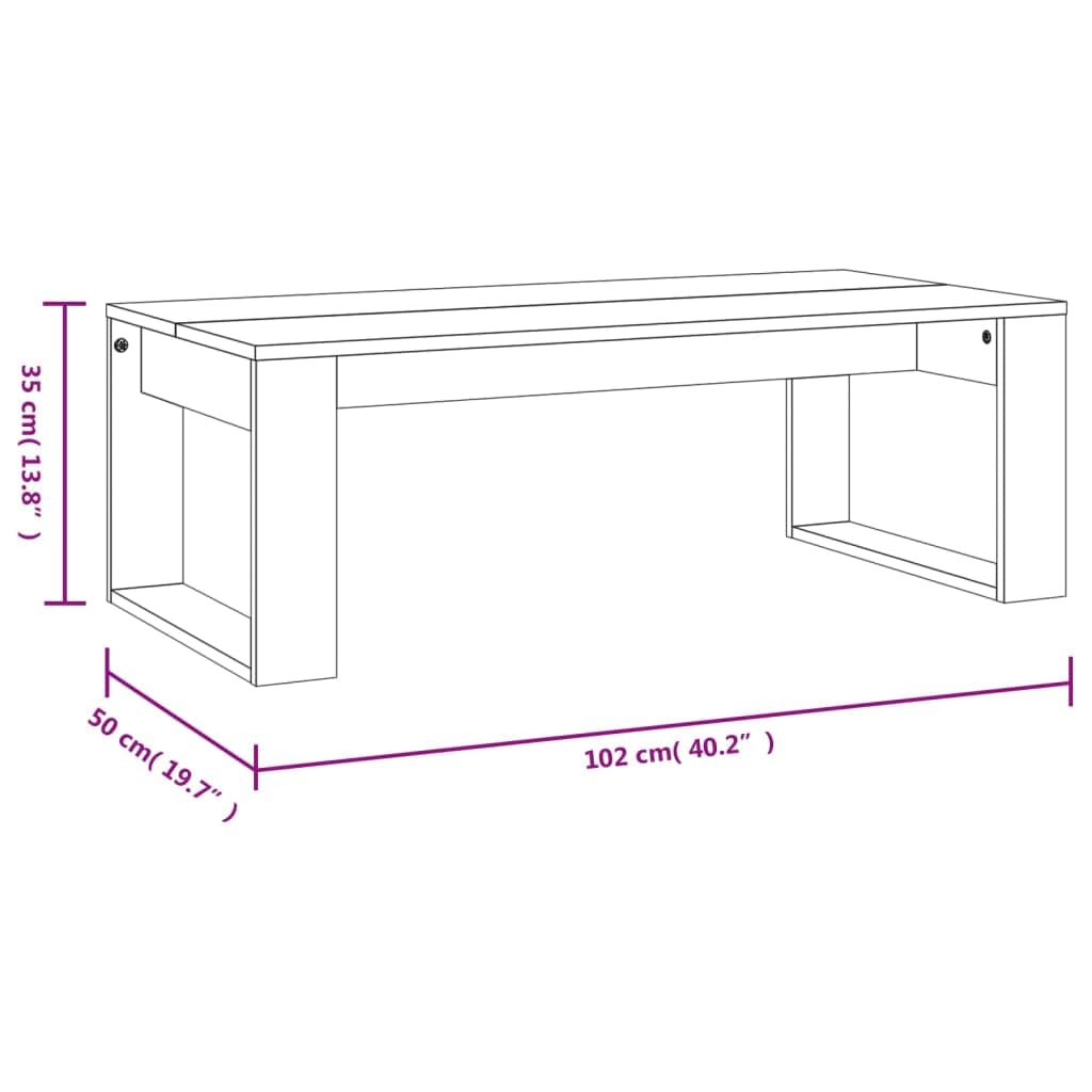 vidaXL Mesa de Centro Madera de ingeniería Roble Ahumado 102x50x35 cm, mesita de Centro, Mesa Auxiliar, Mesa de salón, mesita, mesita de sofá