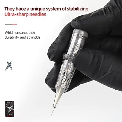 Xnet X-RAY #10 Bugpin 1RL Tattoo Cartridges 20pcs Disposable 0.3mm 1 Round Liner Needles for Professional Tattoo Artists Permanent Makeup Tattoo Supplies