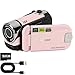 Fulkued Camcorder Video Camera, 1080P 16MP DV Digital Camera, 2.4 Inch Recorder 270° Degrees, 16X Kids Vlogging Video Camer with Fill Light & 16GB SD Card for Travel Recording(Pink)