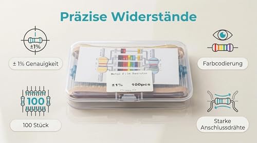 CHIPNEW 100 Pcs 1/2W ±1% Toleranz 4.7KΩ Metall Film Widerstand Set für DIY Projekte und Experimente,Mit separater Feuchtschutzverpackung + Widerstandsfarbcode