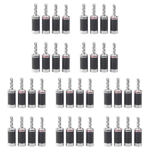 Conectores banana de cobre rodio y fibra de carbono rieder para equipos de audio HiFi, 40 uds. 1