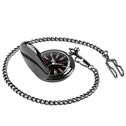 Tiong Classic Smooth Quartz Pocket Watch, Roman Numerals Scale With Chain Xmas Graduation Birthday Father's Day Best Gifts #TOP4