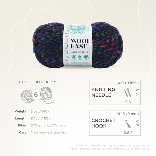 Image of Lion Brand Yarn Wool-Ease Thick & Quick Yarn, Soft and Bulky Yarn for Knitting, Crocheting, and Crafting, 1 Skein, City Lights | Super Bulky Wool Acrylic Blend Fiber for Soft Hats, Sweaters, Chunky Blankets, Yarn for Crochet, Knitting, Crafts, Weaving