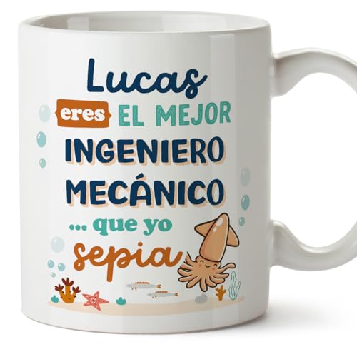 MUGFFINS Tazas Personalizadas para INGENIERO MECÁNICO hombre - En Español - Mejor que yo Sepia - 11 oz / 330 ml - Regalo Personalizable original y divertido