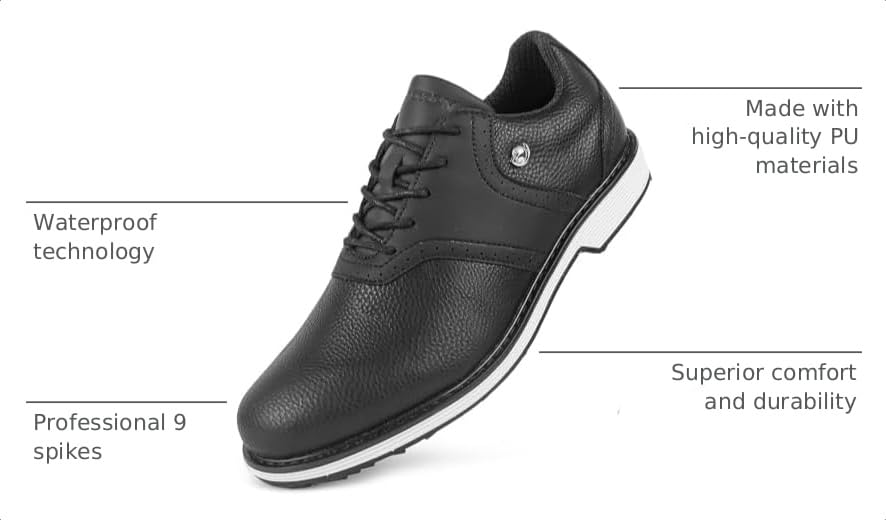 Image of THESTRON Men Golf Shoes Waterproof Professional Golf Footwears Spikes Spikeless Golf Walking Sneakers Turf Sports Golf Training Sneakers for Men