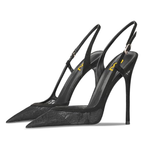FSJ Women Sexy Pointed Toe D'Orsay High Heel Slingback Pumps Sandals Cutout Strappy Stiletto Slip On Formal Casual Shoes Size 4-15 US3