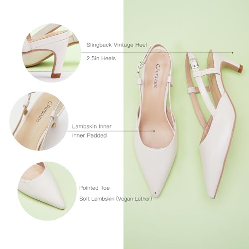 Image of C.Paravano Kitten Heels for Women Pointed Toe Slingback heeled Sandal Pumps