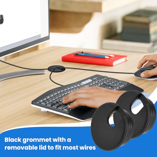 Image of 1-1 /2 inch(38mm) Black Desk Hole Cover Grommet ABS Plastic Wire Organizers for Computer Desk Cabinet (3 Pack)