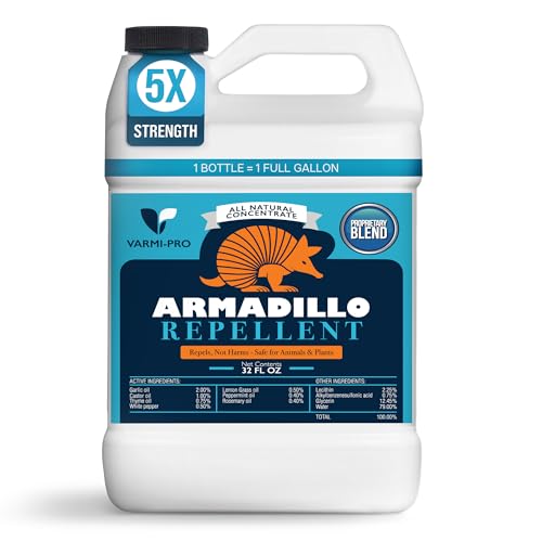 Armadillo Repellent Spray Concentrate - 32 fl oz Natural Outdoor Armadillo Deterrent for Yard Garden Lawn Trees and Plants - Safe for Pets Animals Flowers Shrubs and Flower Beds