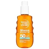 GARNIER - Ambre Solaire - Eau Biphase UV Sensitive Expert+ SPF 50 Visage, Corps & Cheveux - Protection Solaire Légère & Invisible - Hydrate et Protège - Fini Non Gras - Tous Types de Peaux - 150ml