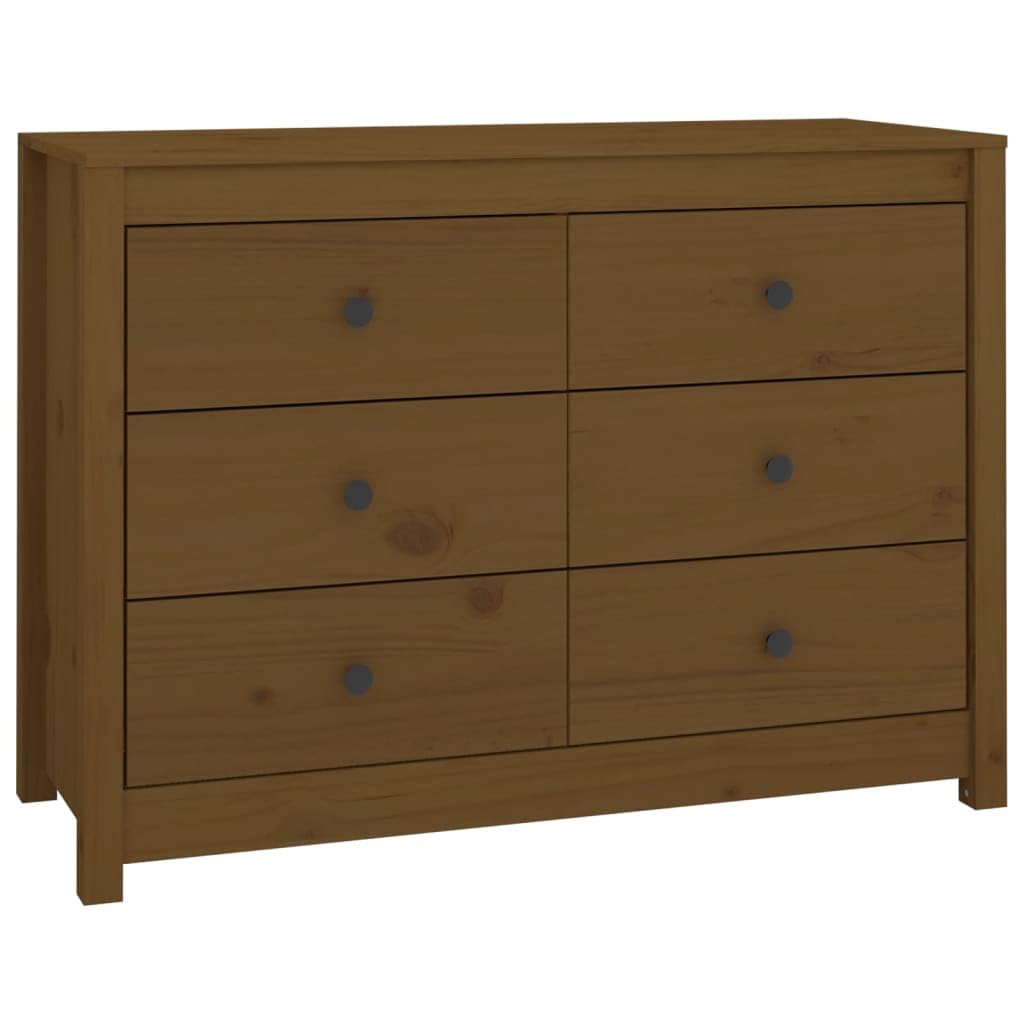 Genérico Armario lateral 100 cm Madera pino macizo, Marrón Miel | Cajones espaciosos, parte superior resistente, fijación de pared incluida, manual de montaje incluido