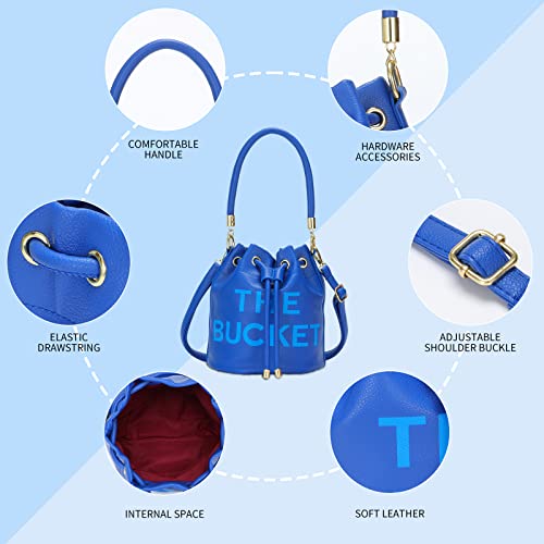 Image of JQAliMOVV Mini Leather Bucket Bags for Women Drawstring Bucket Purse Crossbody Handbags Hobo Bag
