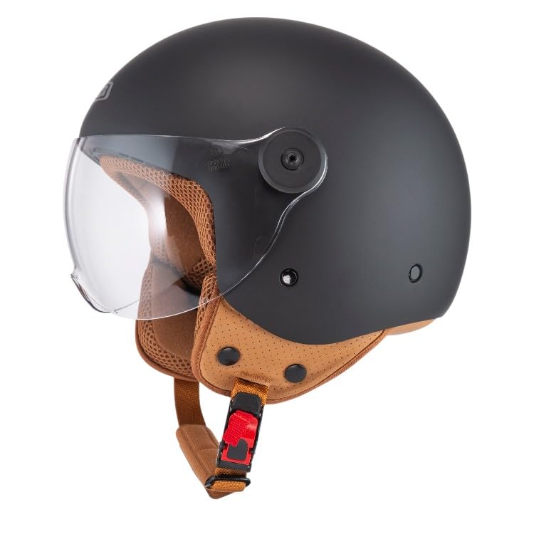 Casco Moto Jet Verano NZI Magma , Matt Black, M,