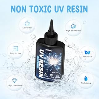 Akisey UV Resin 300g, Crystal Clear UV Resin Glue - No-Yellowing, Hard Type, Low Viscosity & Low Shrinkage, Ultraviolet Curing UV Epoxy Resin for Jewelry Making, DIY Crafts, Casting