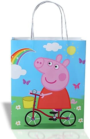 Prakruthi Pulp Art Gift Paper Bag Pig theme for Kids Birthday Party, Baby Shower Presents, Return Gifts - 8"X10"X3" (WXHXG) - Pack of 10